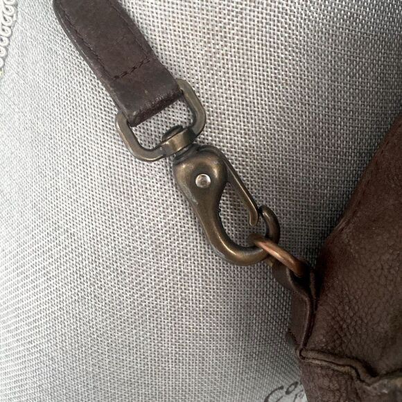Vintage Fossil Dark Brown Leather Backpack Crossbody Bag Key Charm Boho Casual - Picture 11 of 15